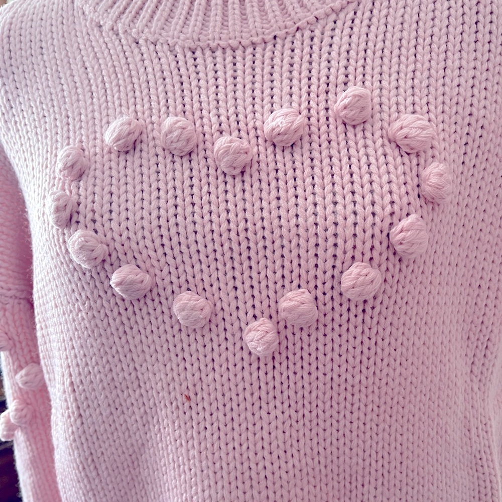 Pink heart Embroidered sweater
